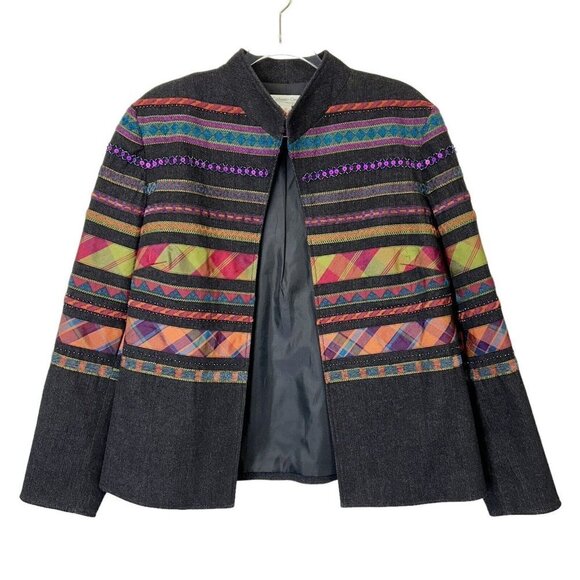 Coldwater Creek Embroidered Jacket Womens Size 14 Open Front Southwest Boho - Picture 1 of 10